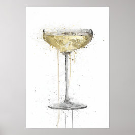 Champagne Coupe Cocktail Poster
