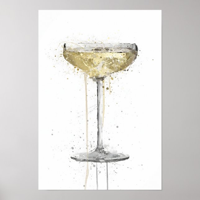Champagne Coupe Cocktail Poster (Framsidan)