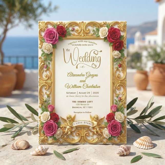 Champagne Cream & Blush Pink Faux Foil Wedding Inbjudningar (Skapare uppladdad)