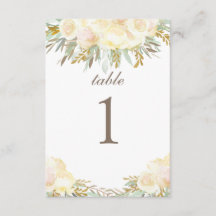 Champagne Cream Bröllop Bord Card | BLOMMIGT