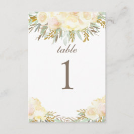 Champagne Cream Bröllop Bord Card | BLOMMIGT Inbjudningar