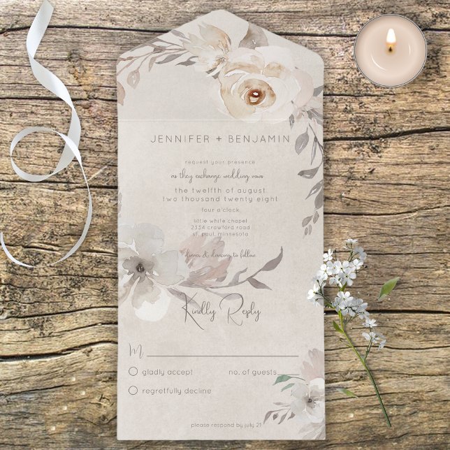 Champagne & Cream Watercolor Boho Blommigt No Midd (Skapare uppladdad)