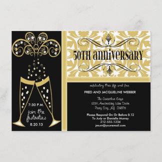 Champagne & Damask 50-årsjubileumsinbjudningar Inbjudningar