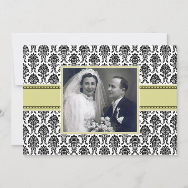 Champagne Damask-jubileumsinbjudan Inbjudningar (Framsida)