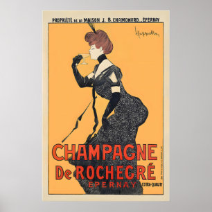 Champagne de Rochegre Epernay Vintage Dryck Poster