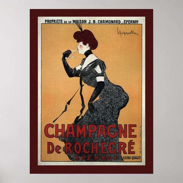 Champagne De Rochegre ~ Leonetto Cappiello 1902 Poster (Framsidan)