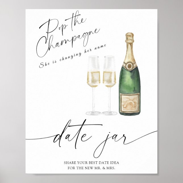 Champagne - dejtnattsidéer. Datum burk möhippa Poster (Framsidan)