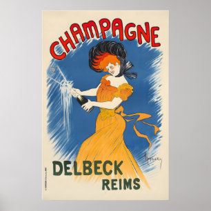 Champagne Delbeck Reims Vintage Drick Poster av