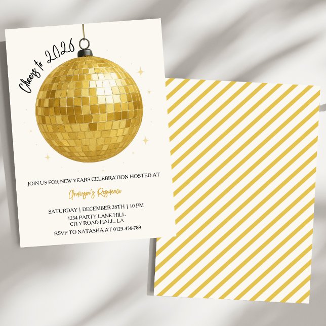 Champagne Disco Boll 2026 Nyårsafton Inbjudningar (Skapare uppladdad)