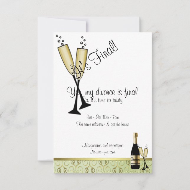 Champagne Divorce Party-inbjudan Inbjudningar (Framsida)