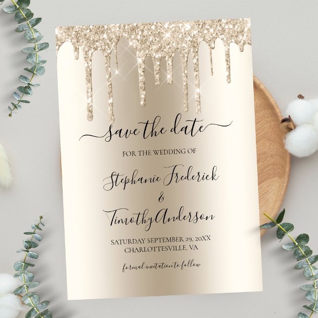 Champagne Dripping Glitter QR Code Bröllop Spara Datumet (Skapare uppladdad)