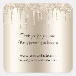 Champagne Dripping Glitter Tack, Business Fyrkantigt Klistermärke