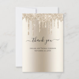 Champagne droppande glitter formell bröllop tack kort