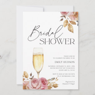 Champagne Elegant Blommigt Möhippa Inbjudningar