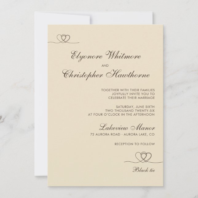 Champagne Elegant Chic Calligraphy Wedding Inbjudningar (Framsida)