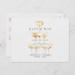 Champagne Elegant Cream Bröllop spara datum Vykort