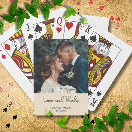 Champagne Elegant Wedding Love and Thanks Photo Casinokort