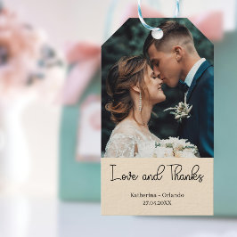 Champagne Elegant Wedding Love and Thanks Photo Presentetikett
