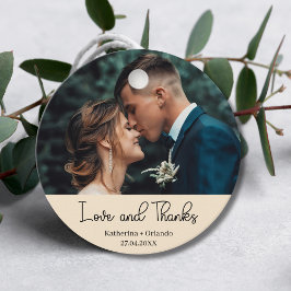 Champagne Elegant Wedding Love & Thanks Photo Gåvor Etiketter