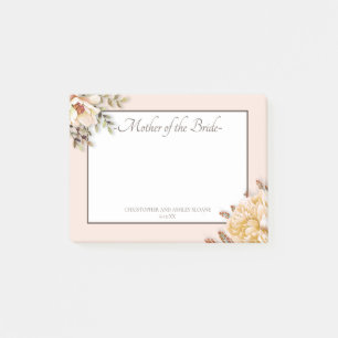 Champagne Elfenben Rosa Blommig Brudmor Post-it Block