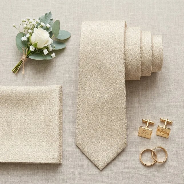 Champagne Elfenbensfärgad Mikro-Jacquard Slips (Skapare uppladdad)