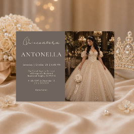 Champagne Elfenbensfärgad Quinceañera-inbjudan Inbjudningar