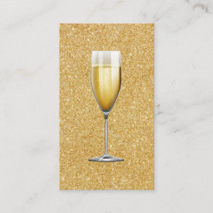 Champagne Event Planner/Glamor Guld Glitter Visitkort