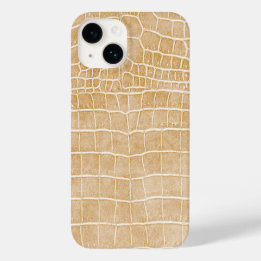 Champagne Faux Crocodile Leather iPhone 14 Fodral
