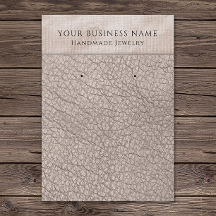 Champagne Faux Leather Earring Visning Cards Visitkort