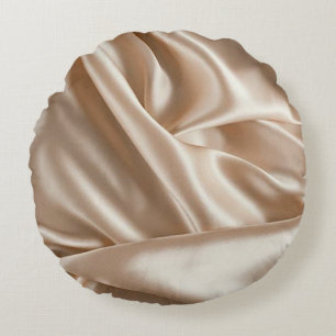 Champagne faux satin tryckt runt accentkudde rund kudde