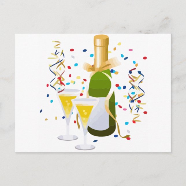Champagne Firande Inbjudan Vykort (Framsida)