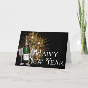 Champagne & Fireworks Gott nytt år Greeting Card Helgkort