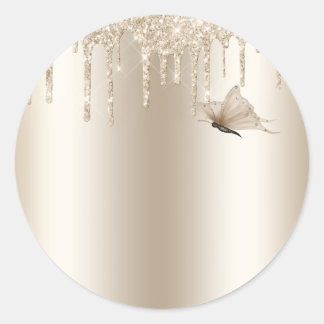 Champagne fjäril runt klistermärke