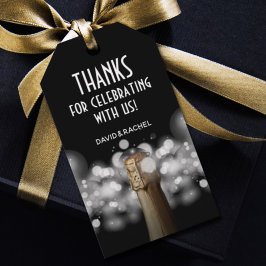 Champagne Flaska Black och White Bokeh Presentetikett