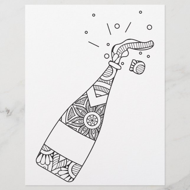 Champagne Flaska Coloring Page (Framsida)