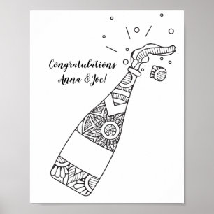 Champagne Flaska Coloring Page Poster