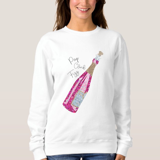 Champagne Flaska Helgdag Spirit Sweatshirt Design T Shirt (Framsida)