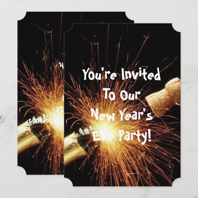 Champagne flaska Nyårsafton Inbjudningar (Fram/baksida)