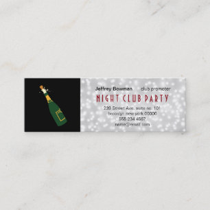 Champagne Flaska Pop / Bokeh White Glow Mini Visitkort
