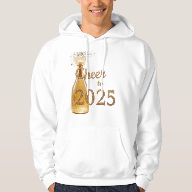 Champagne flaska popping med Cheers till 2025 Hoodie (Framsida)