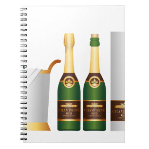 champagne flaskor anteckningsbok med spiral