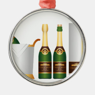 champagne flaskor julgransprydnad metall
