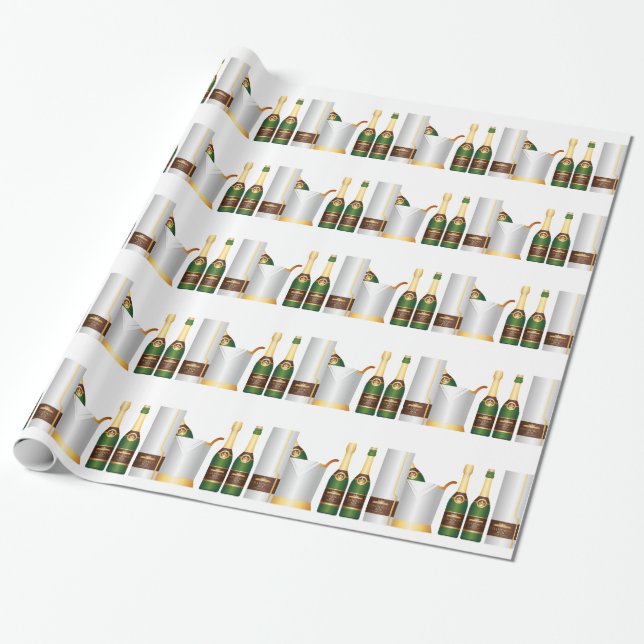 champagne flaskor presentpapper (Utrullad)