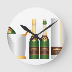 champagne flaskor rund klocka