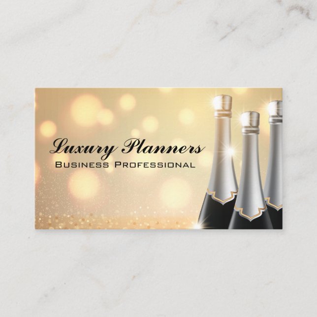 Champagne Flaskor | Sparkly Glitter Background Visitkort (Framsida)