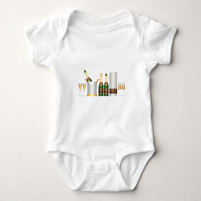 champagne flaskor tee shirt (Framsida)