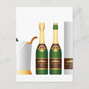 champagne flaskor vykort