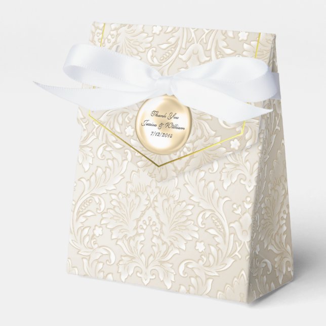 Champagne Fleur Damask Wedding Favor Gift Box Presentaskar (Framsidan Sidan)