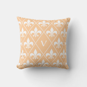 Champagne Fleur de Lis med monogram Kudde