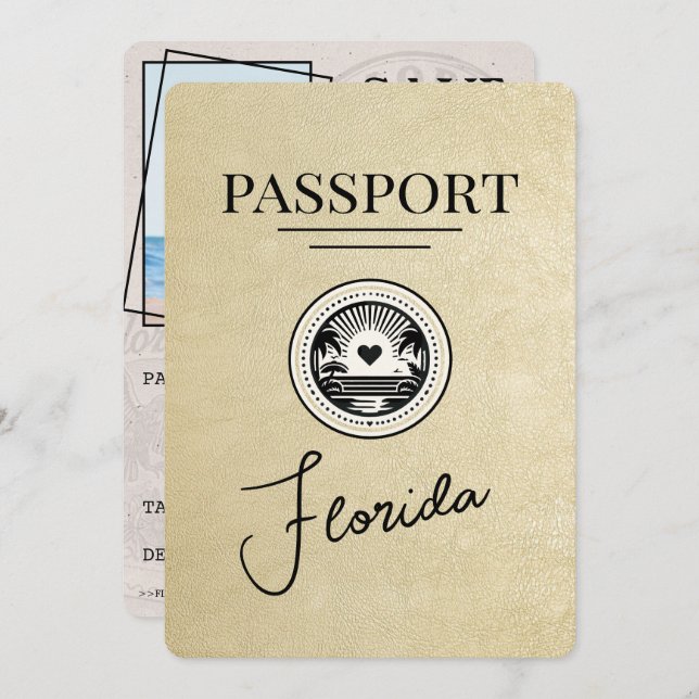 Champagne Florida Passport Spara datum Spara Datumet (Fram/baksida)